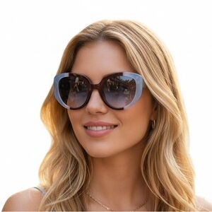 MOSCHINO 53mm Gradient Sunglasses Blue/Brown $262 Retail NWT